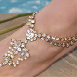 Gold Rhinestone Barefoot sandals Foot Bling Wedding sandals