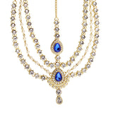 BLUE Jeweled Pearl Head Piece